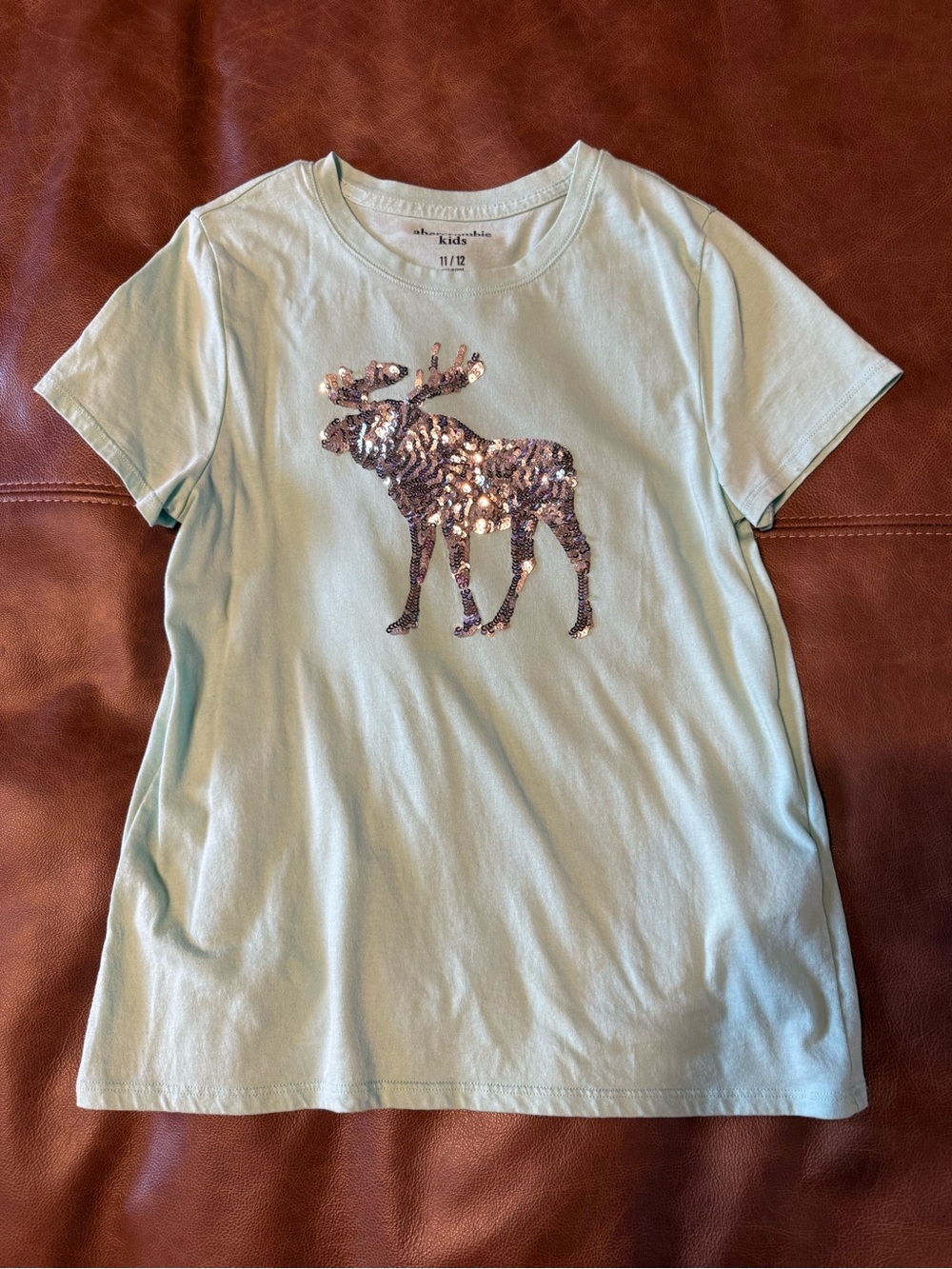 abercrombie kids Light Mint Tee with Sequin Moose